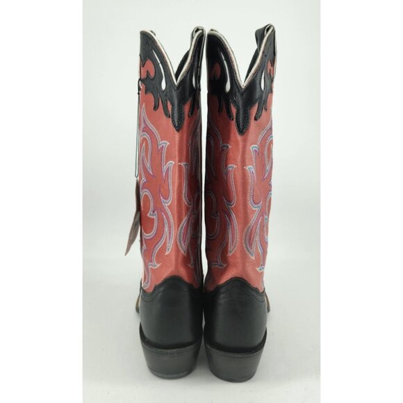 NEW Nocona Women's Size 6.5 B NL5501 Pink Black Square Toe Leather Cowboy Boots - Picture 8 of 16
